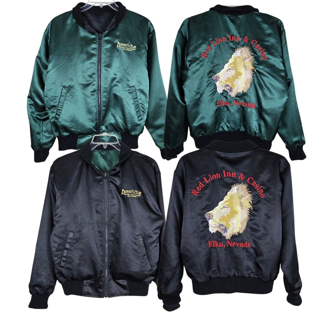 Red Lion Inn Casino Player's Club Elko NV Bomber Jacket S Reversible Green Black